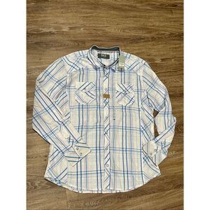 BKE XL athletic fit pearl snap western plaid shirt